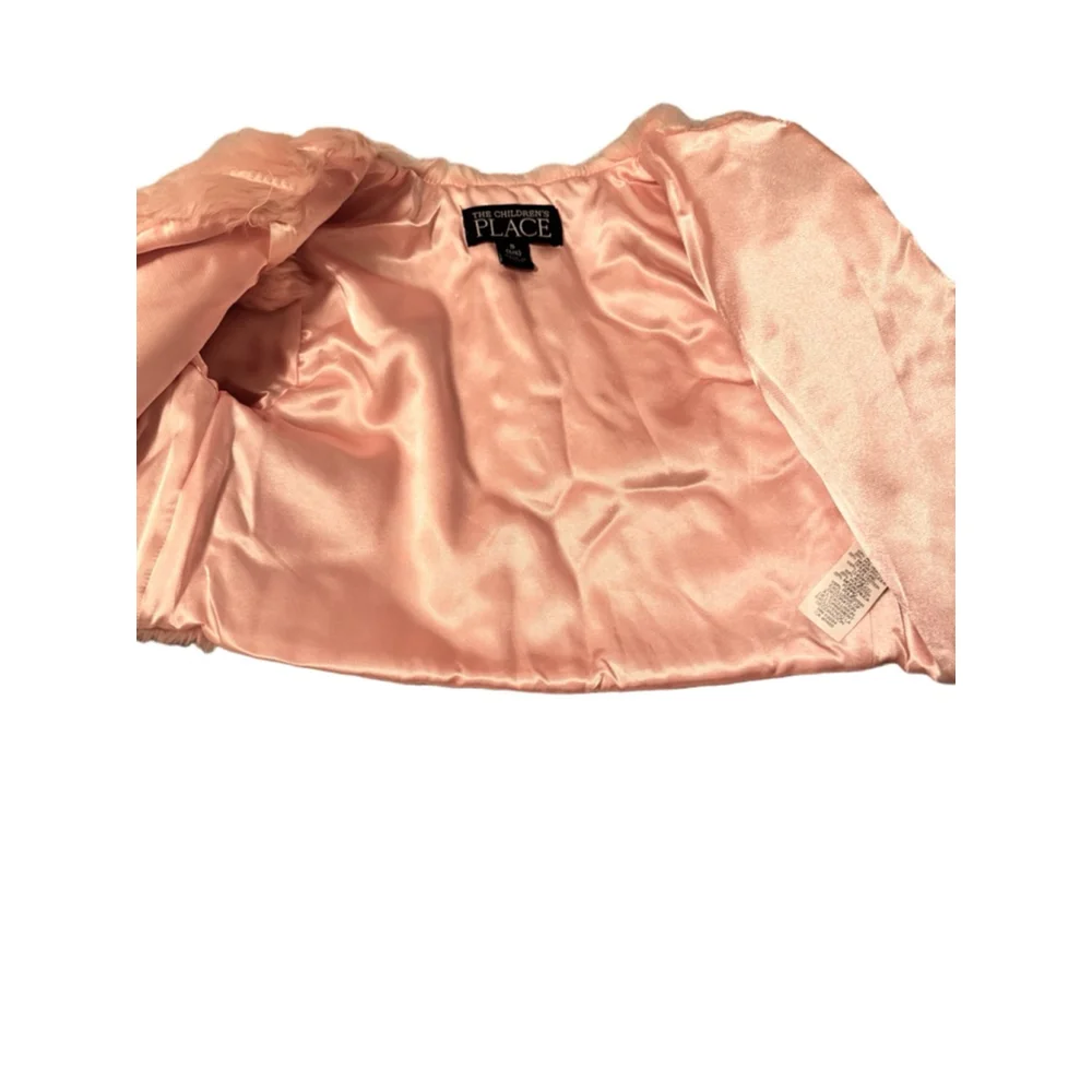 The Children’s place Pink Faux Fur jacket with sequined inlay & Pom Pom’s size 5
